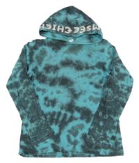 Modro-šedé batikované triko s kapucí 