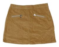 Hnedá menšestrová sukňa so zipy Denim Co.
