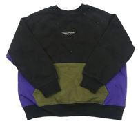 Černo-fialovo-khaki mikina s nápisom Zara
