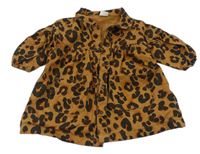 Hnedé plátenné prepínaci košeľové šaty s leopardím vzorom Next