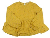 Hořčicová květovaná halenka H&M