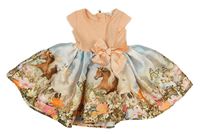 Broskvovo-barevné šaty se sukní s koníky a květy H&M