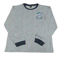 Šedo-modré vzorované pyžamové triko se sluchátky 