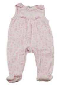 Růžové sametové květované dupačky s mašlemi Ergee