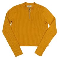 Hořčicový žebrovaný crop svetr H&M