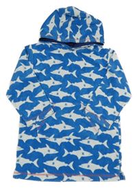 Modro-bílý froté župan se žraloky a kapucí John Lewis