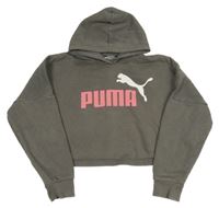Sivá crop mikina s logom a kapucňou Puma