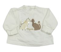 Bílá mikina s kočičkami 