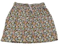 Čierno-farebná kvetovaná tepláková sukňa H&M