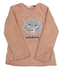 Ružová plyšová mikina s mrakem