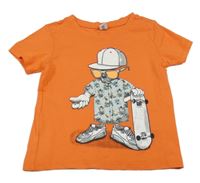 Oranžové tričko so skateboardistou Dopodopo
