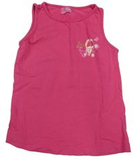 Fuchsiový top s vtáčky