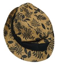 Béžovo-čierny klobúk s listami F&F