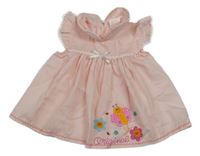 Svetloružové šaty s motýlkom a golierikom