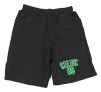 Antracitové kraťasy s nápisom a číslom