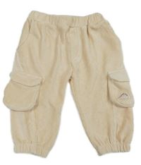 Smotanové rebrované zamatové cargo cuff nohavice Dunnes Stores