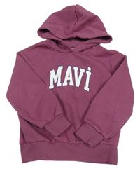 Fialová mikina s nápisom a kapucňou MAVI