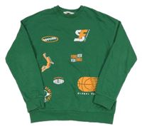 Zelená mikina s nápisy H&M