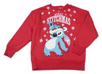 Červená mikina se Stitchem a nápisy Primark