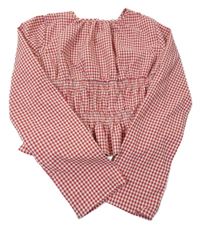 Červeno-bílá kostkovaná crop halenka Primark