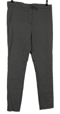 Dámské černo-světlerůžové vzorované skinny kalhoty F&F