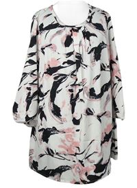 Dámská černo-růžovo-bílá vzorovaná halenka 