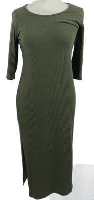 Dámske khaki rebrované midi šaty George