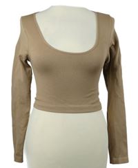 Dámske piesková é rebrované crop tričko Primark