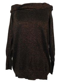 Dámský černo-bronzový třpytivý svetr s komínovým limcem F&F