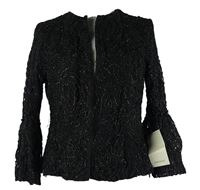Nové - Dámsky čierny vzorovaný trblietavý sakový cardigán Zara