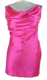 Nové - Dámske neónově ružové saténové šaty s vodou White fox