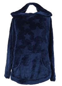 Dámska tmavomodrá hviezdičkovaná plyšová mikina s kapucňou Next