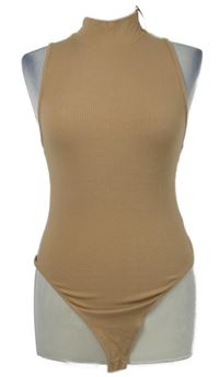 Nové - Dámské béžové žebrované elastické body se stojáčkem Aerie 