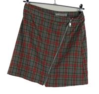 Dámska sivo-červená kockovaná prepínaci sukňa Asos