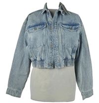 Nové - Dámská světlemodrá riflová crop bunda Waven 