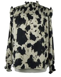 Dámská černo-béžová vzorovaná halenka 