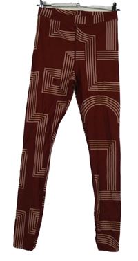 Dámské vínové kostkované sportovní legíny H&M