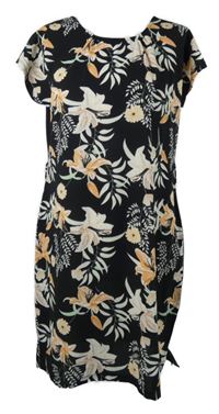 Dámske čierne kvetované šaty