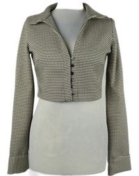 Dámská černo-smetanová vzorovaná crop halenka Zara 