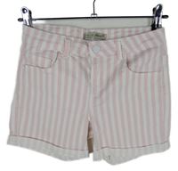 Dámské světlerůžovo-bílé pruhované riflové kraťasy Denim 