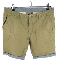Pánské světlekhaki plátěné chino kraťasy Primark vel. 34