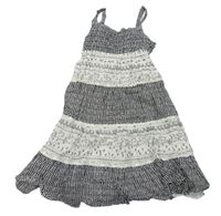 Čierno-biele žabičkové vzorované šaty M&S