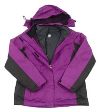 3v1 fialovo-čierna šušťáková celoroční bunda s kapucňou McKinley
