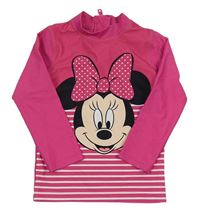 Malinové UV tričko s Minnie a prúžkami Disney