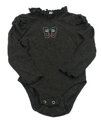 Antracitové rebrované body s motýlkom River Island