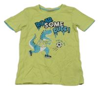 Žlté tričko s dinosaurom infinity kids