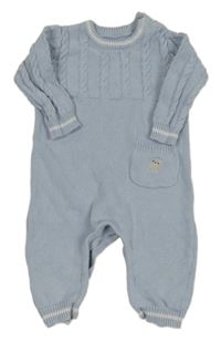 Svetlomodrý pletený overal s medvěďom Little nutmeg