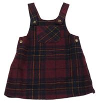 Vínovo-čierno-béžové kockované vlnené šaty Nutmeg