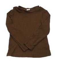 Hnedé rebrované tričko Shein