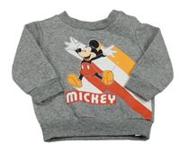 Šedo-bílá melírovaná mikina s Mickey Mousem Disney